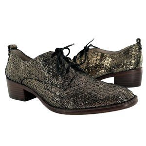 Louise et Cie Lo-Fenn Gold Metallic Leather Heeled Lace Up Oxfords Size 9 Shoes